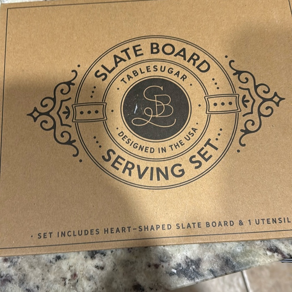 Slate serving board, heart shaped, Serve each other in love